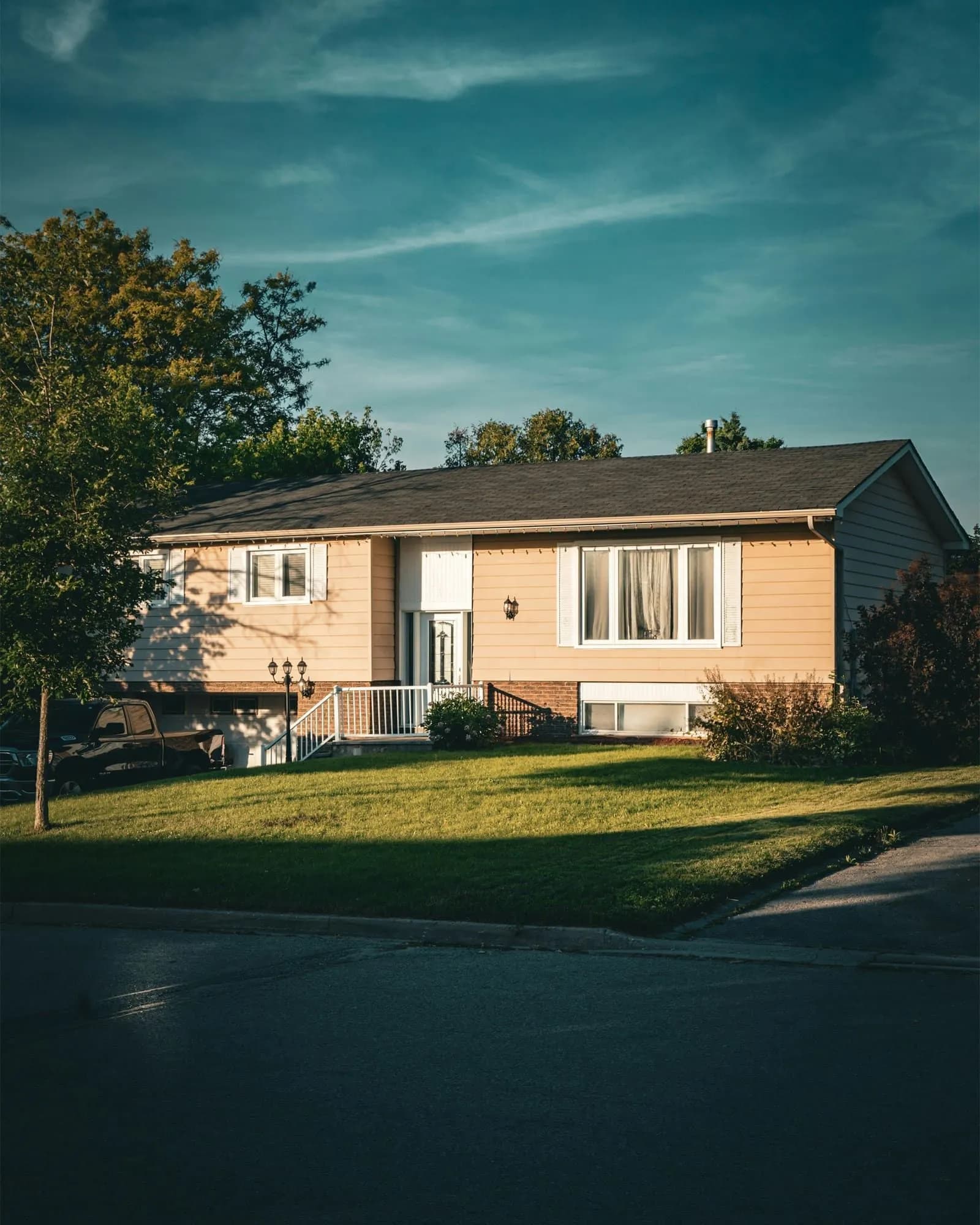 Residential home at dusk